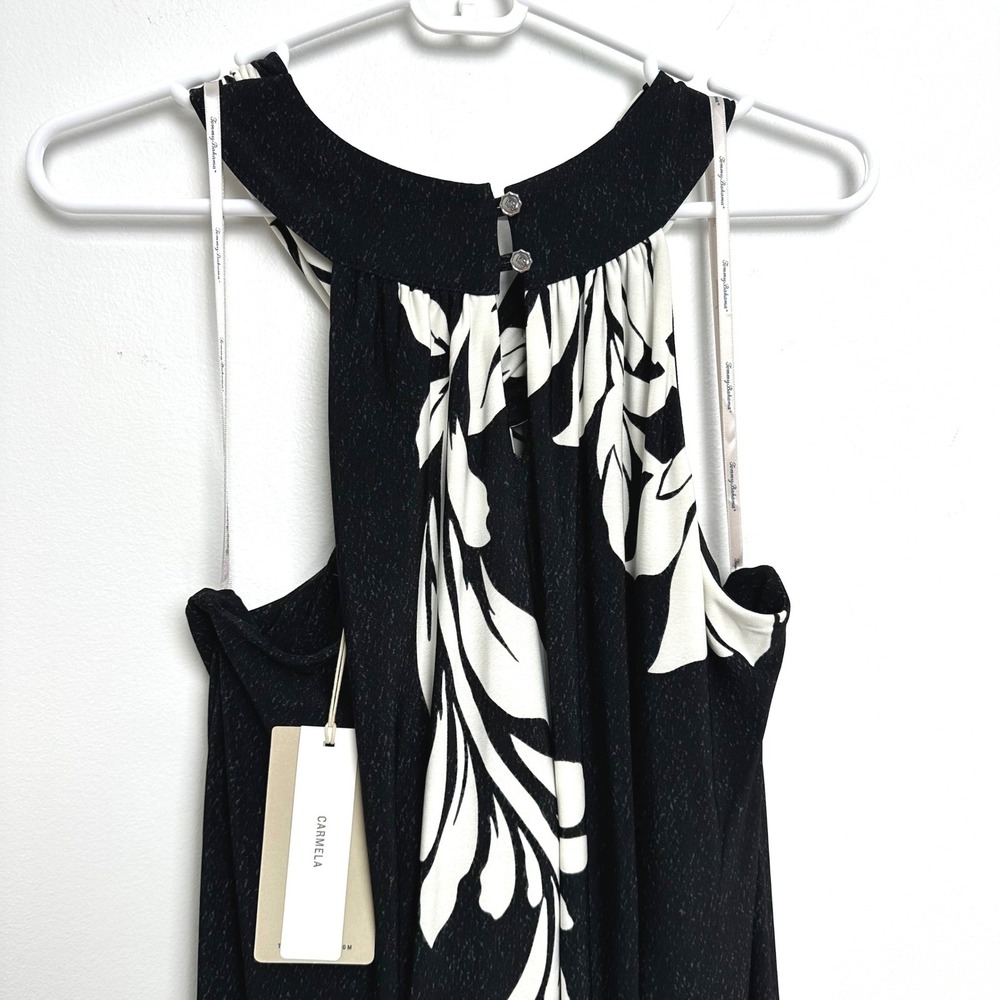 Tommy Bahama Midnight Sea Halter Maxi Dress Black White Floral Resort L NEW - Picture 7 of 12